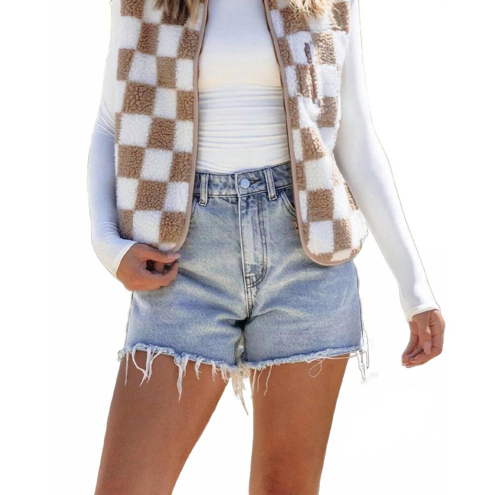 NEW AAPPARELLA zip up checkered vest in tan